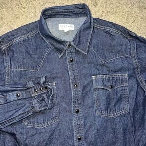 Tecovas Men's Dark Denim Long Sleeve Pearl Snap Shirt Size M/L